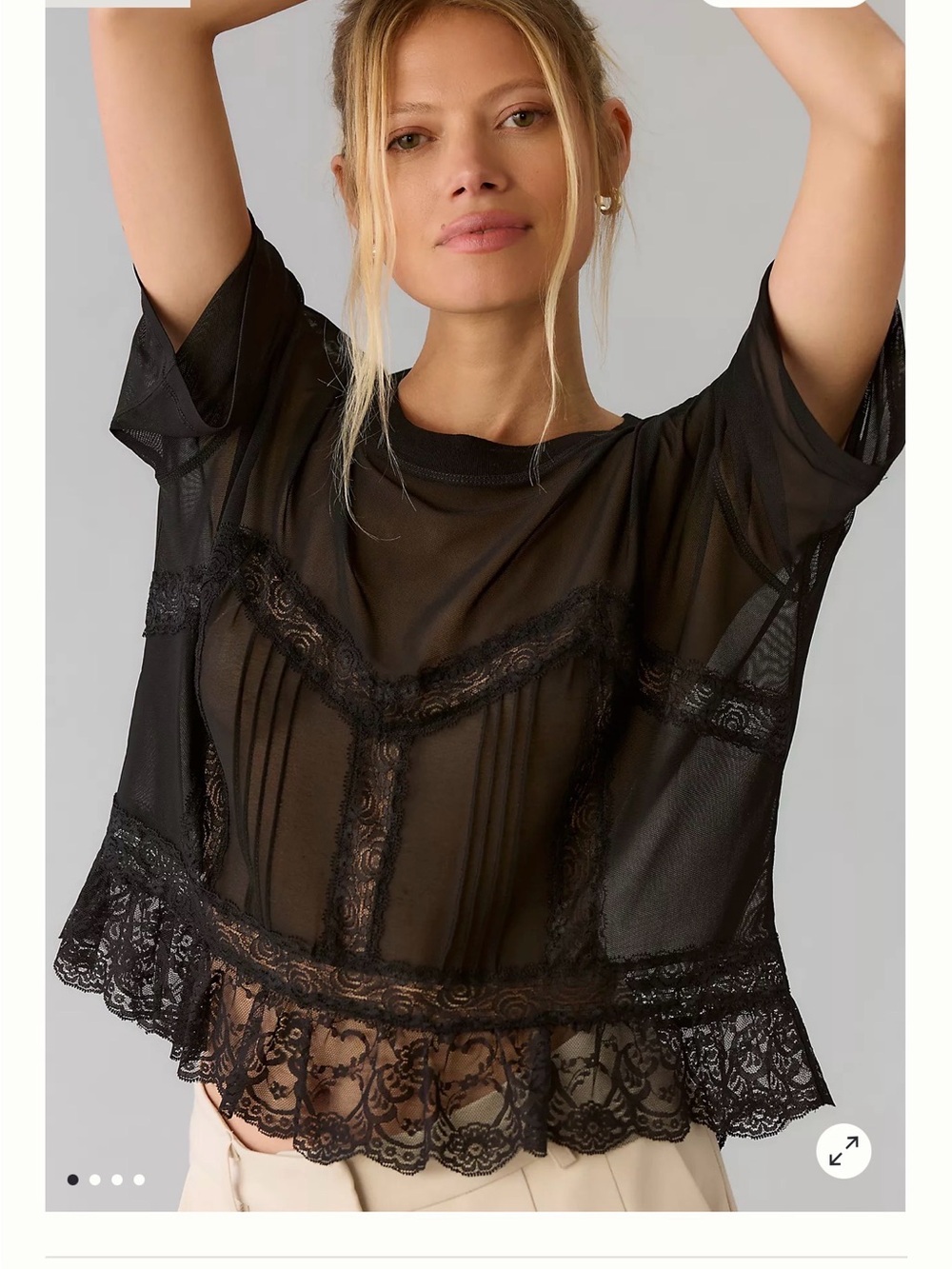✨ DOLAN Anthropologie Sheer Black Lace Top